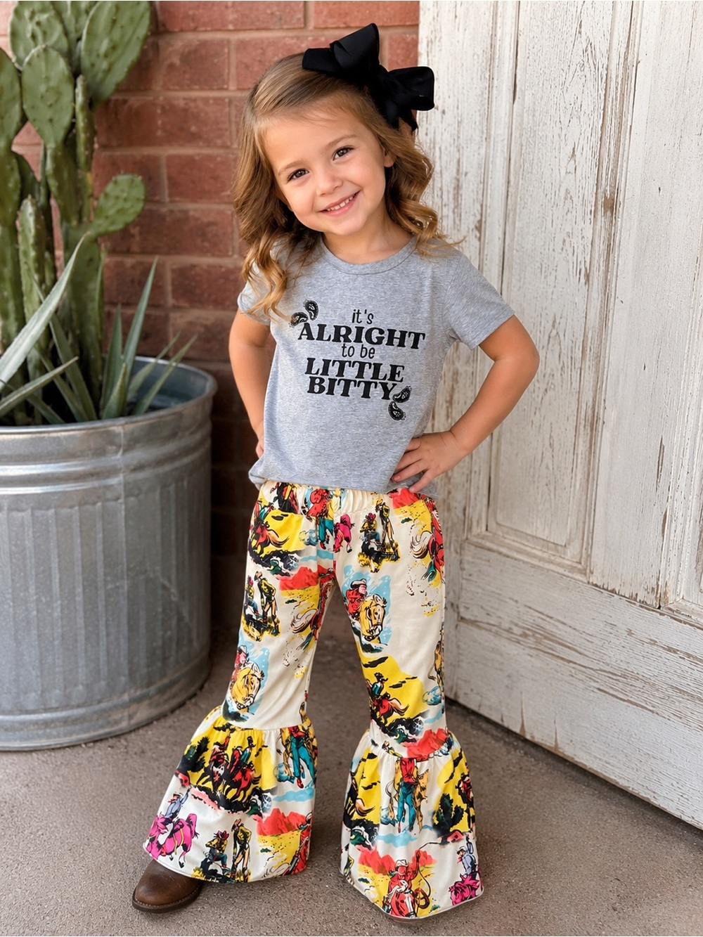 Little Girls Boutique Western Bell Bottom Outfit Set – Size 110 (Fits 4T)
